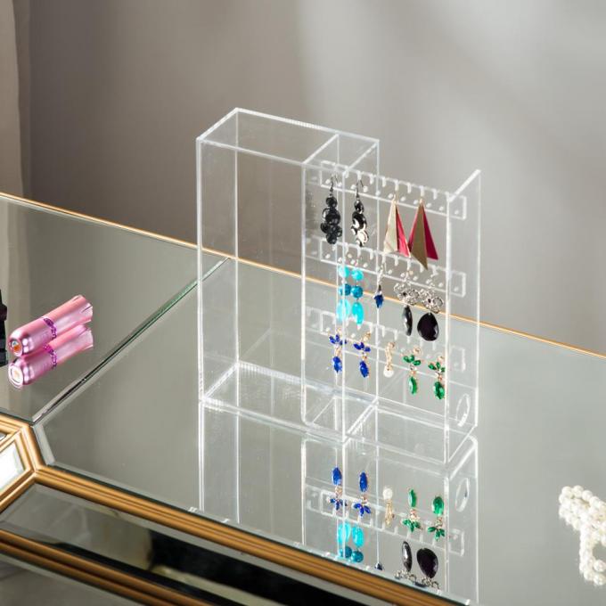Exhibición de acrílico de encargo Stand.jpg de la joyería de la caja de la moda transparente clara