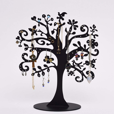Exhibición de acrílico negra de encargo del árbol de la exhibición de acrílico transparente de la joyería para Jewely