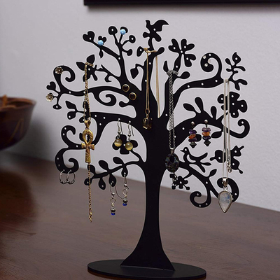 Exhibición de acrílico negra de encargo del árbol de la exhibición de acrílico transparente de la joyería para Jewely