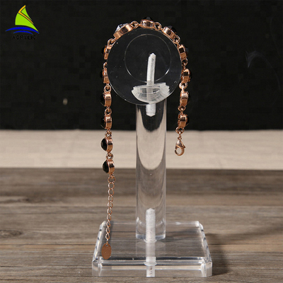 Soportes de exhibición de acrílico cristalinos de la pulsera de la joyería del organizador de acrílico de la joyería de la barra de T