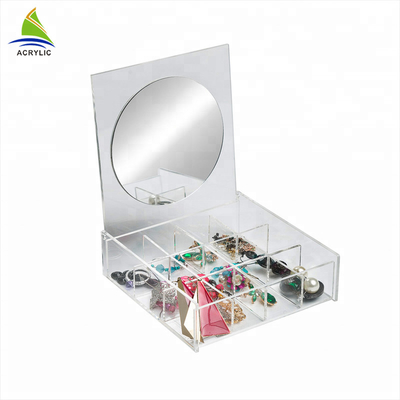 Almacenamiento de acrílico claro del sistema de exhibición de la joyería de la exhibición de la joyería con servicio del OEM del espejo