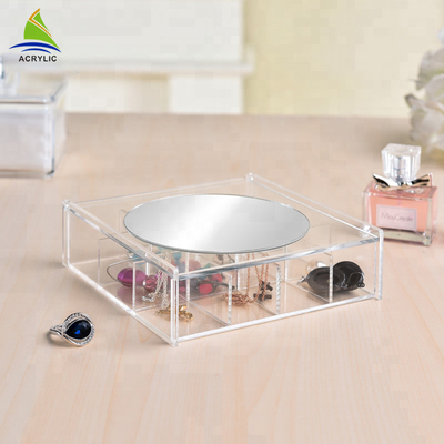 Almacenamiento de acrílico claro del sistema de exhibición de la joyería de la exhibición de la joyería con servicio del OEM del espejo