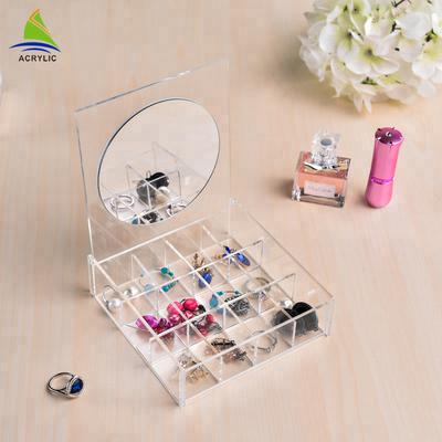 Almacenamiento de acrílico claro del sistema de exhibición de la joyería de la exhibición de la joyería con servicio del OEM del espejo