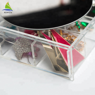 Almacenamiento de acrílico claro del sistema de exhibición de la joyería de la exhibición de la joyería con servicio del OEM del espejo