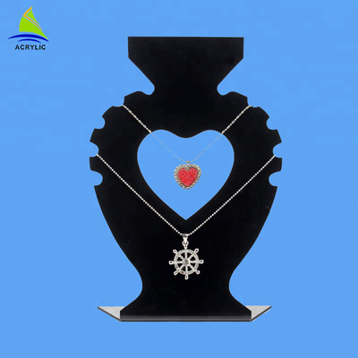 2018 exhibiciones de acrílico en forma de corazón al por menor en línea de la joyería del collar
