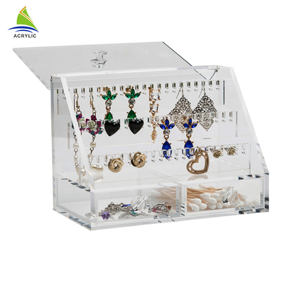 Elegante de acrílico claro de las cajas de presentación de la joyería atado con tamaño modificado para requisitos particulares cajones