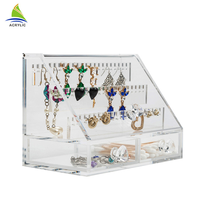 Elegante de acrílico claro de las cajas de presentación de la joyería atado con tamaño modificado para requisitos particulares cajones