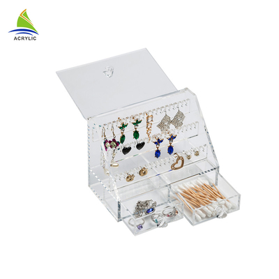 Elegante de acrílico claro de las cajas de presentación de la joyería atado con tamaño modificado para requisitos particulares cajones