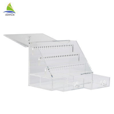 Elegante de acrílico claro de las cajas de presentación de la joyería atado con tamaño modificado para requisitos particulares cajones