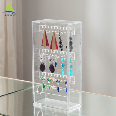 Estante de exhibición de escritorio de la joya de la joyería de la exhibición del diseño de acrílico elegante del plexiglás
