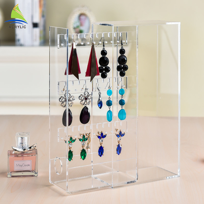 Estante de exhibición de escritorio de la joya de la joyería de la exhibición del diseño de acrílico elegante del plexiglás