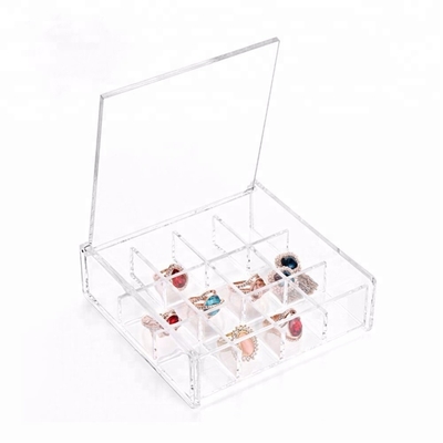 Caja de almacenamiento de acrílico modificada para requisitos particulares de la joyería del compartimiento cosmético de acrílico de la exhibición