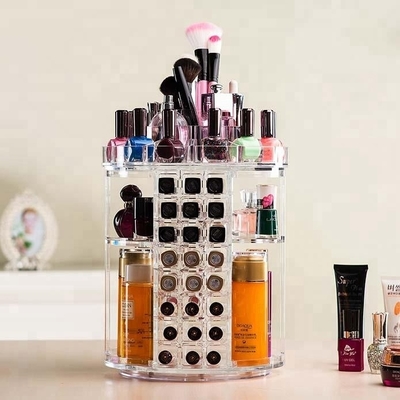 Exhibición cosmética de acrílico de la moda clara que gira al organizador de acrílico de la barra de labios