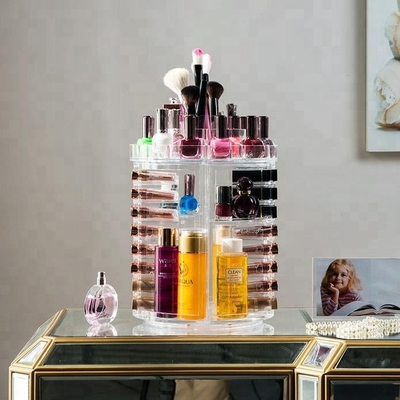Exhibición cosmética de acrílico de la moda clara que gira al organizador de acrílico de la barra de labios