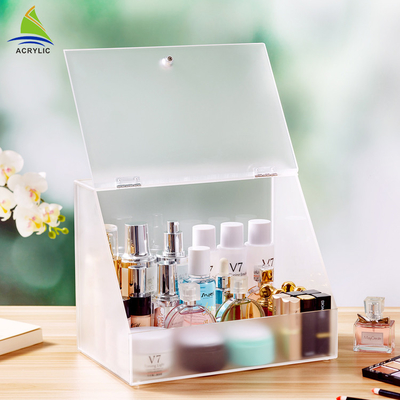 Exhibición cosmética de acrílico Eco - caja de almacenamiento de acrílico amistosa del polígono del maquillaje