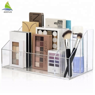 El acrílico cristalino transparente compone al organizador cosmético de acrílico moderno del organizador