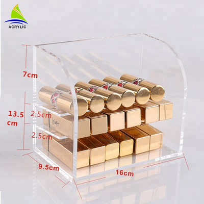 Eco - caja de almacenamiento cosmética de acrílico amistosa de la exhibición para el organizador de las barras de labios