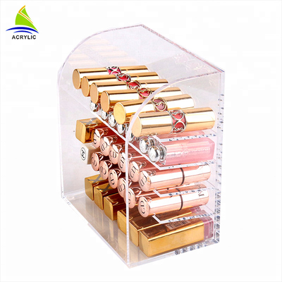 Eco - caja de almacenamiento cosmética de acrílico amistosa de la exhibición para el organizador de las barras de labios