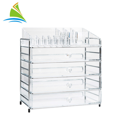 Organizador cosmético ajustable del almacenamiento del acrílico de 3 cajones
