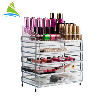Organizador cosmético ajustable del almacenamiento del acrílico de 3 cajones