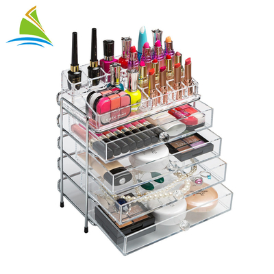 Organizador cosmético ajustable del almacenamiento del acrílico de 3 cajones