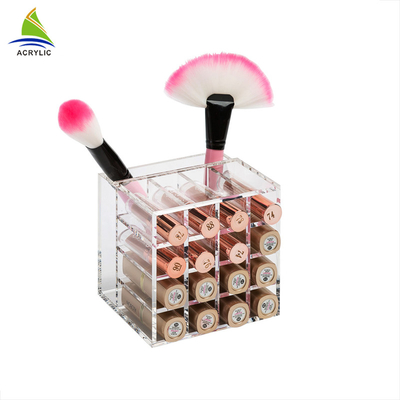 Organizador cosmético de acrílico de la barra de labios de la exhibición cosmética de acrílico de la encimera