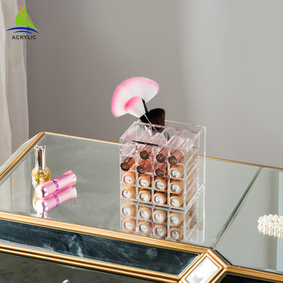 Soporte de exhibición del maquillaje, caja de almacenamiento de acrílico de la barra de labios