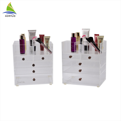 Organizador de acrílico del maquillaje de la caja de almacenamiento de acrílico multiusos del maquillaje de 5 cajones