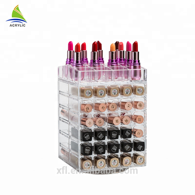 Caja de acrílico modificada para requisitos particulares del tenedor del almacenamiento del maquillaje de la exhibición del claro del tenedor cosmético de acrílico de la barra de labios