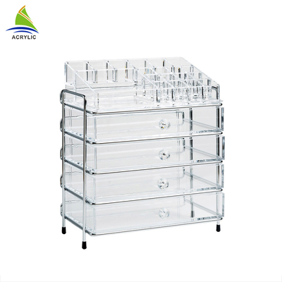 Cajones de acrílico del maquillaje de la vitrina cosmética de acrílico clara de la combinación
