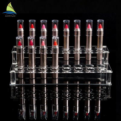 Polaco de acrílico cosmético del diamante del tenedor de la barra de labios del organizador del maquillaje de la encimera