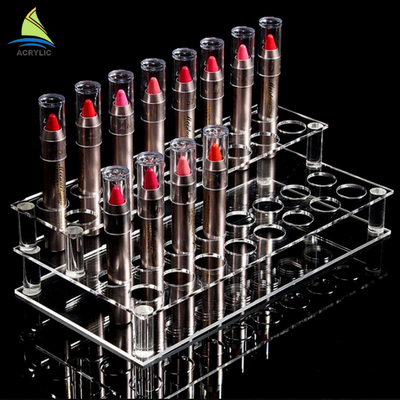 Polaco de acrílico cosmético del diamante del tenedor de la barra de labios del organizador del maquillaje de la encimera