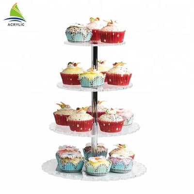 Alrededor de 4 soportes de exhibición de acrílico del postre de la exhibición de la torta de Crylic de la grada para el almacenamiento