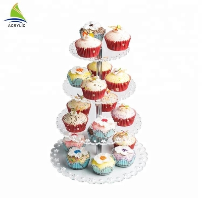 Alrededor de 4 soportes de exhibición de acrílico del postre de la exhibición de la torta de Crylic de la grada para el almacenamiento