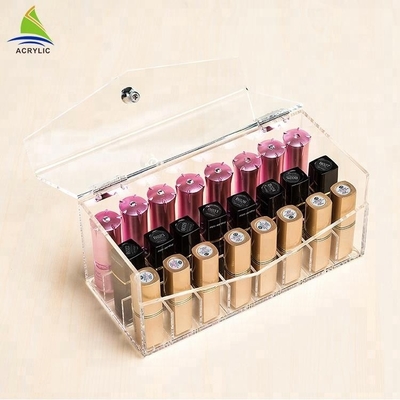 La vitrina de acrílico transparente de la barra de labios del maquillaje compone al organizador