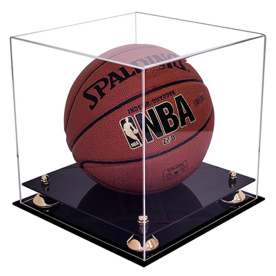 Vida de servicio larga del cubo de PMMA de la vitrina de la vitrina de acrílico de acrílico del baloncesto