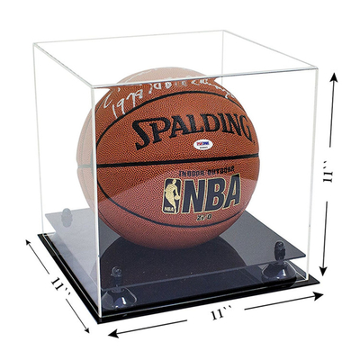 Vida de servicio larga del cubo de PMMA de la vitrina de la vitrina de acrílico de acrílico del baloncesto