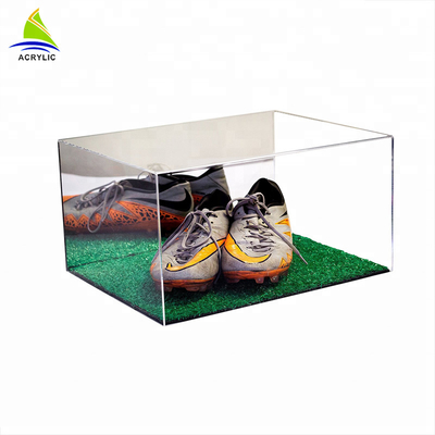 Caja de zapatos de acrílico de presentación de la caja del plexiglás de acrílico transparente del claro con la tapa