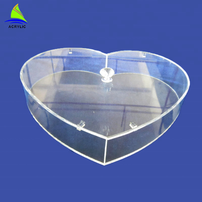 polaco cristalino del corazón de la caja de almacenamiento del acrílico de 5m m de la caja de acrílico única de la forma