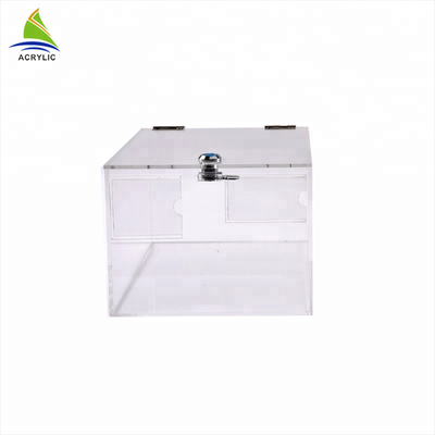 Caja de acrílico de la donación de la movilización de fondos transparente bloqueable clara de la sobremesa