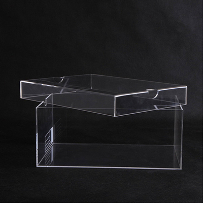 Caja de zapatos de acrílico del alto del lustre claro de acrílico de la caja de almacenamiento con el logotipo de encargo