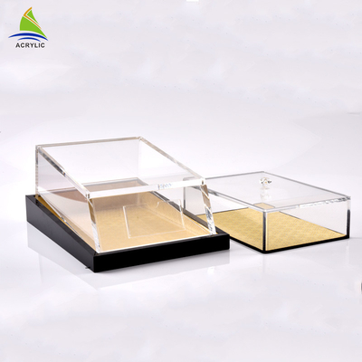 Caja de acrílico del rectángulo del plexiglás transparente de acrílico promocional de la caja de almacenamiento