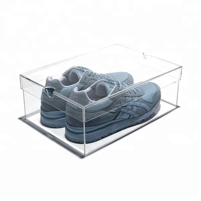 Tratamiento superficial de pulido de la caja de zapatos del cristal cuadrado de acrílico de acrílico de encargo del envase