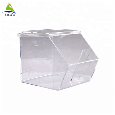 Caja de acrílico del cubo del caramelo del caramelo de la categoría alimenticia de la exhibición del claro apilable de acrílico del diseño moderno