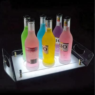 Los estantes llevados de acrílico de la barra llevaron la bandeja del soporte de exhibición del estante del licor para el almacenamiento
