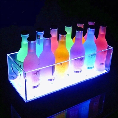 La exhibición llevada claro de la botella del diseño moderno llevó el estante de exhibición de acrílico de la botella de vino