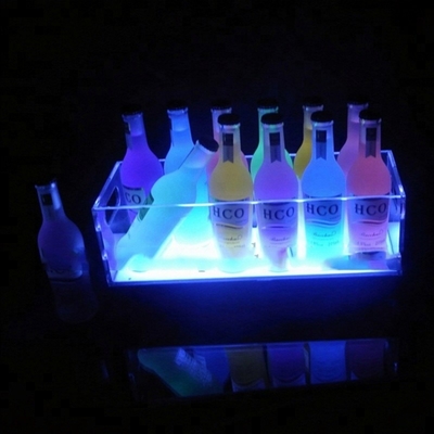 La exhibición llevada claro de la botella del diseño moderno llevó el estante de exhibición de acrílico de la botella de vino