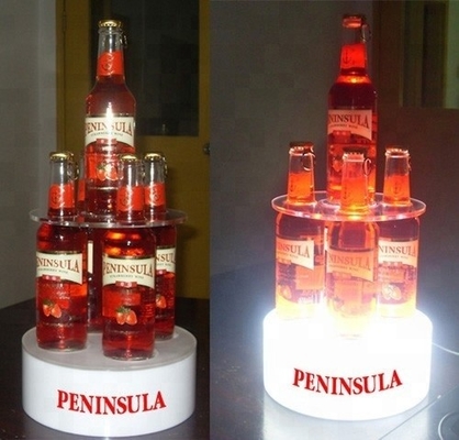 La exhibición llevada claro de la botella del diseño moderno llevó el estante de exhibición de acrílico de la botella de vino