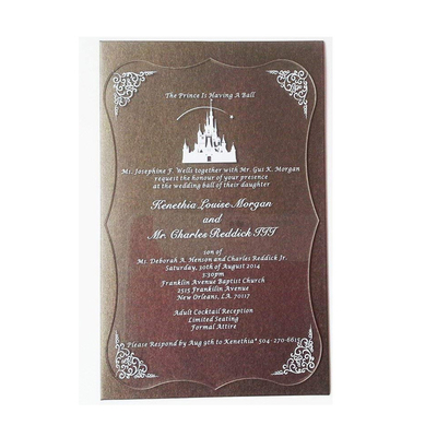 Tarjeta de acrílico de encargo de la invitación de la boda de la exhibición del negro de acrílico claro del marco