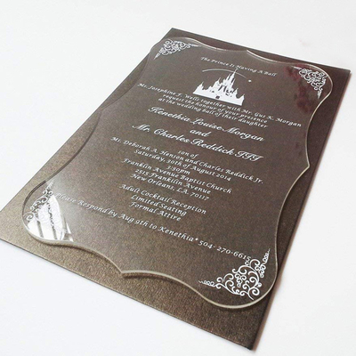 Tarjeta de acrílico de encargo de la invitación de la boda de la exhibición del negro de acrílico claro del marco